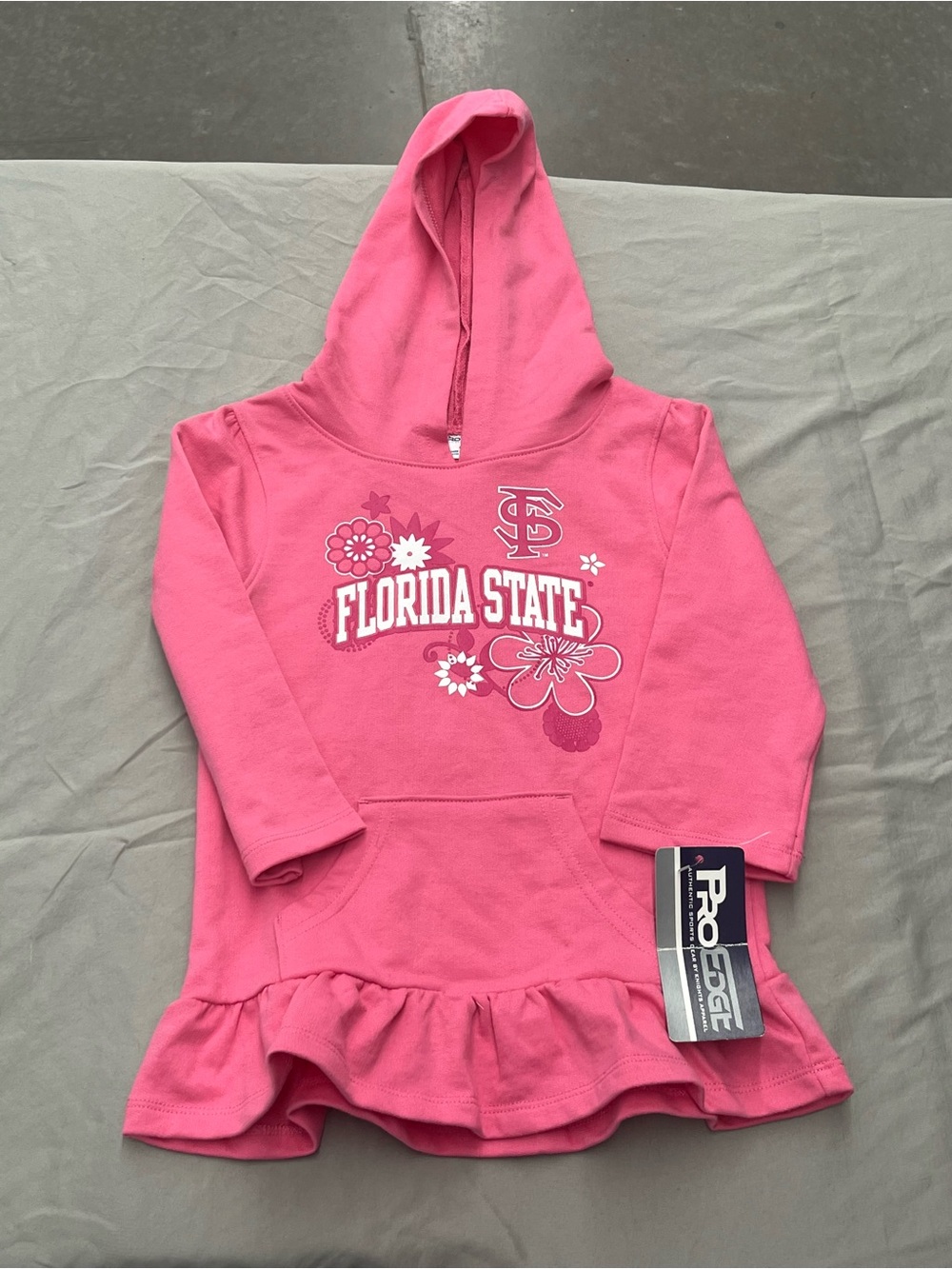 Pro Edge Pink Florida State Girls' Hooded Ruffle Sweater Dress Size 2T NWT